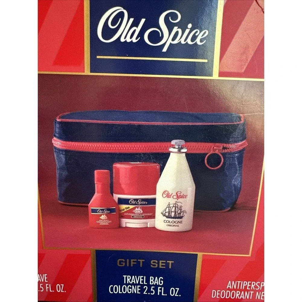 RARE VINTAGE Old Spice Cologne After Shave Deodorant & Travel Bag Set New NOS